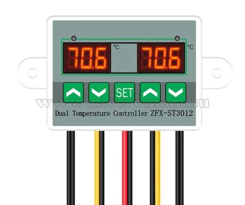 Dupla hőmérős 2 kimenetes 12 Voltos hőmérséklet kapcsoló -50 - +110 Cfok MM3012-12V