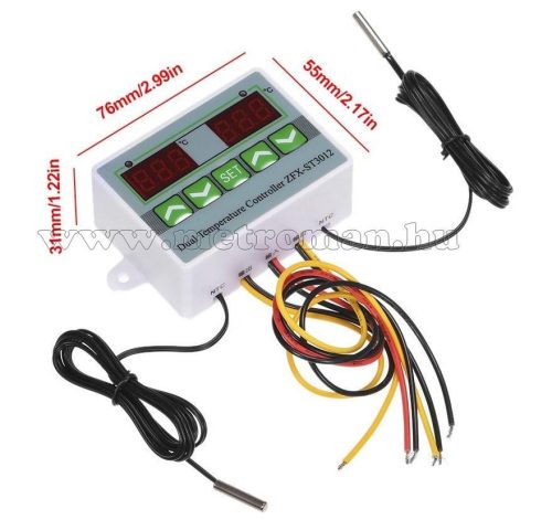 Dupla hőmérős 2 kimenetes 230 Voltos hőmérséklet kapcsoló -50 - +110 Cfok MM3012-230V