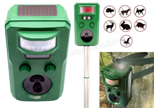 Ultrahangos, napelemes Multi Frekvenciás kisállat riasztó MT Solar MM-7029-New