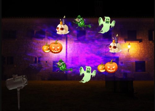 Kültéri színes LED fény projektor kerti hangulat világítás 12 vetítőlappal MM9565 Dual LED