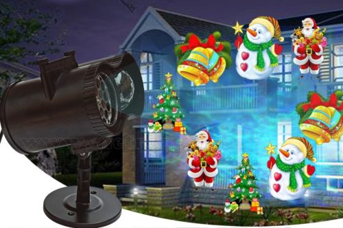 Kültéri színes LED fény projektor kerti hangulat világítás 12 vetítőlappal MM9565 Dual LED