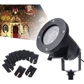   Kültéri színes LED fény projektor kerti hangulat világítás 12 vetítőlappal MM9578