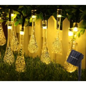   Kültéri napelemes LED fényfüzér, kerti fényfüzér és hangulat világítás,  NLED30EMF Melegfehér Esőcsepp