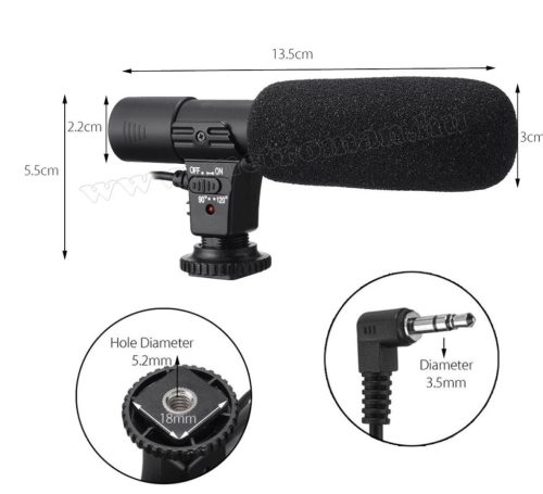 Sztereó mikrofon videó kamerához és DSLR fényképezőhöz MP6010