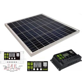   12V 60 Watt napelemes töltő szett töltésvezérlővel Poly Solar MP-60W-30/10A-PWM