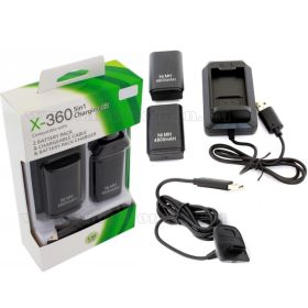   Utángyártott Xbox 360 dokkoló akkumulátortöltő 2 db akkuval és USB töltőkábellel 5 az 1-ben csomag