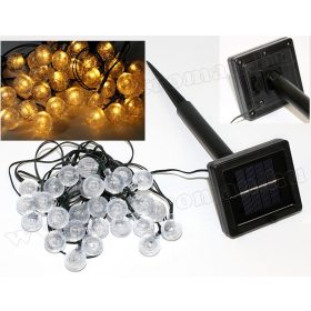   Kültéri napelemes LED fényfüzér, kerti fényfüzér és hangulat világítás NLED30GMF Meleg Fehér Gömb