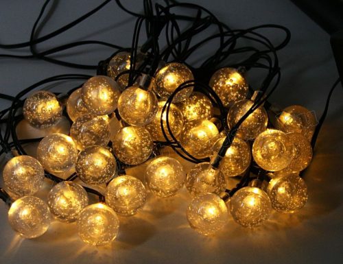 Kültéri napelemes LED fényfüzér, kerti fényfüzér és hangulat világítás NLED30GMF Meleg Fehér Gömb