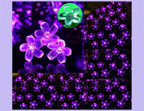 Napelemes kültéri fényfüzér, LED-es kerti fényfüzér és hangulat világítás   NLEDCSL Lila Cseresznyefa Virág