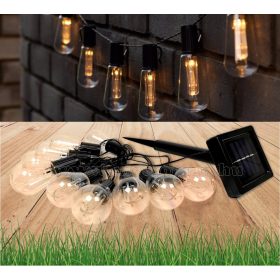   Retró Edison körte izzó formájú napelemes kültéri kerti LED fényfüzér Meleg Fehér