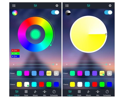 iOS Android vezérlésű Autós RGB LED belső világítás MP3750