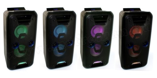 Hordozható USB SD MP3 Bluetooth zenelejátszó Karaoke szett két mikrofonnal PAR220BT-PRM-205