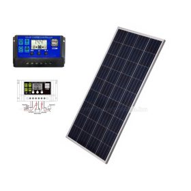   12V 180 Watt napelemes töltő szett töltésvezérlővel Poly Solar MPV-POLY-180W-PWM