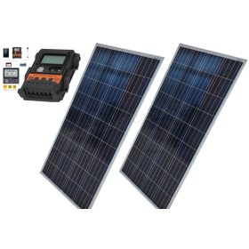   12V 2x150 Watt napelemes töltő szett töltésvezérlővel Poly Solar MPVPOLY300W-1688-PWM
