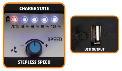 Hordozható akkumulátoros ventilátor, USB töltővel PVR30B