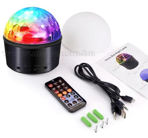 RGB LED Magic diszkó gömb fényeffekt Bluetooth zene lejátszó MQ201RGB-BT