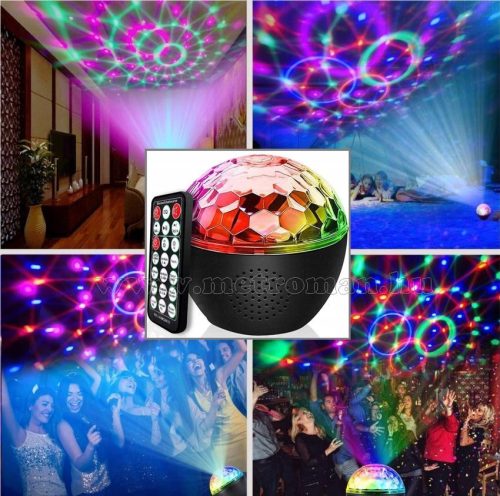 RGB LED Magic diszkó gömb fényeffekt Bluetooth zene lejátszó MQ32RGB-BT