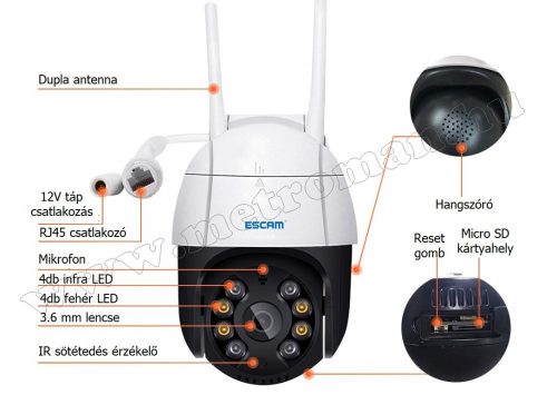Vezeték nélküli Android iOS Wifi SD kártyás megfigyelőkamera MQF218-FHD