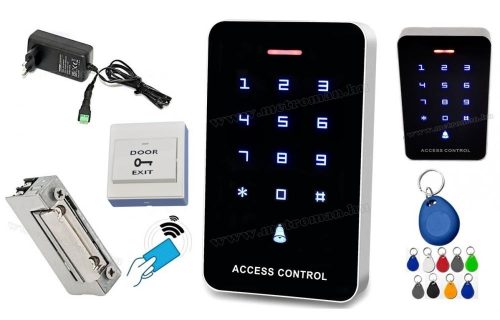 Érintőgombos komplett Kártyás és kódzáras Beléptető szett mágneszárral RFID-M226 EX