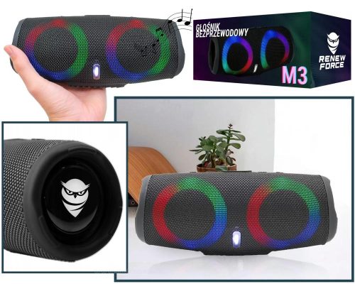 Hordozható Bluetooth hangszóró RenewForce M3-BT Black
