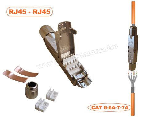 Szerszám nélkül szerelhető RJ45-RJ45 UTP kábel toldó csatlakozó MRJ45CAT7T