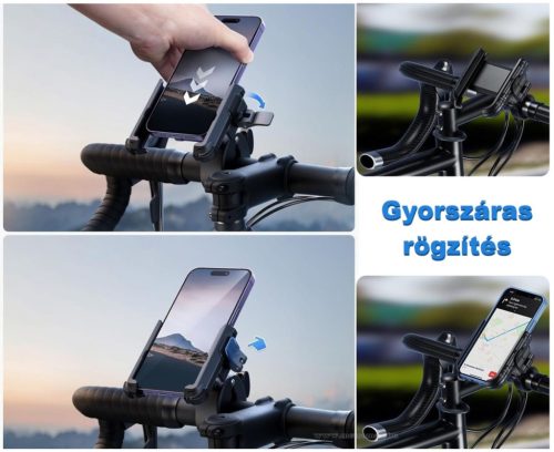 Motoros kerékpáros kormányra rögzíthető telefontartó MRW48