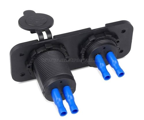 Autós beépíthető vízmentes USB töltő aljzat voltmérővel MS37B-2XUSD