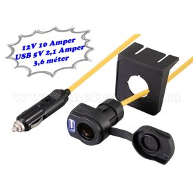   Autós szivargyújtó hosszabbító kábel USB töltővel Stanley 144