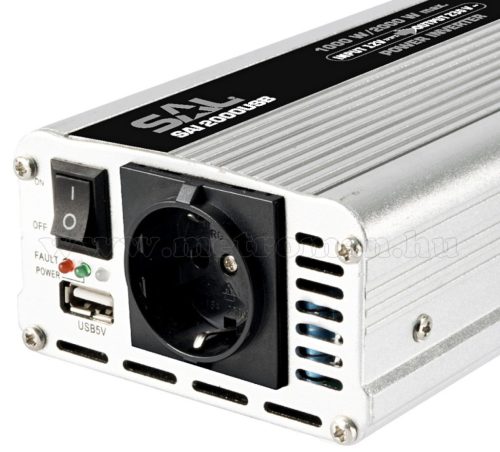Feszültségátalakító, inverter, 12/230V 1000/2000 Watt, SAI 2000 USB