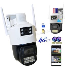   4G IP kamera, mobilnetes SIM kártyás kültéri biztonsági kamera MSC07-4G-EU-PTZ DUAL-CAM V380PRO