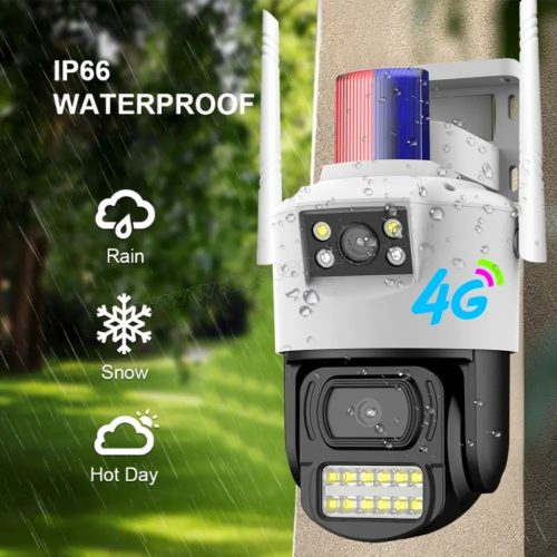 4G IP kamera, mobilnetes SIM kártyás kültéri biztonsági kamera MSC07-4G-EU-PTZ DUAL-CAM V380PRO