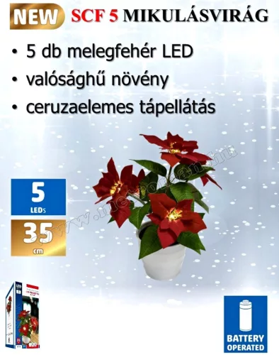 LED-es mikulásvirág dekoráció SCF 5