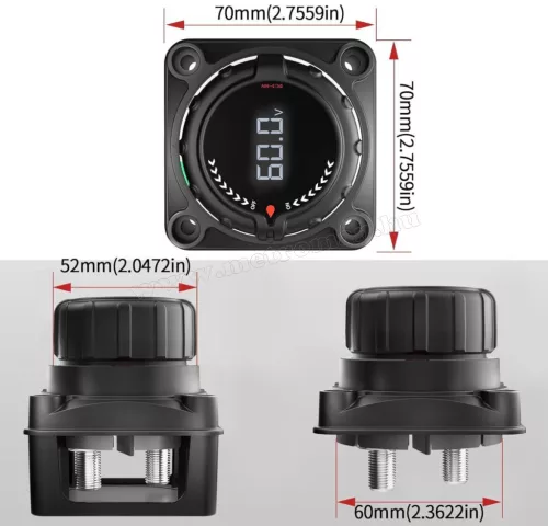 Digitális áramtalanító kapcsoló voltmérővel 5-60 Volt 250Amper MDS-611
