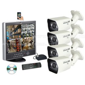   Komplett biztonsági megfigyelő kamera rendszer, DVR rögzítővel, HDD-vel és TFT LCD monitorral, SE-RM6245+4XCA354V