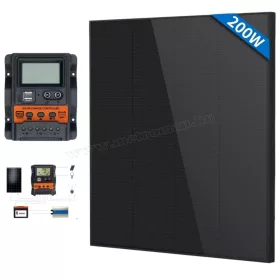   12V 200 Watt napelemes töltő szett töltésvezérlővel Solarfam MSZ-200W-S-Black-1688-PWM MonoSolar