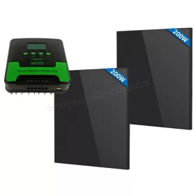   12V 400 Watt napelemes töltő szett töltésvezérlővel Solarfam MSZ-2X200W-S-Black-CM-D40-MPPT MonoSolar