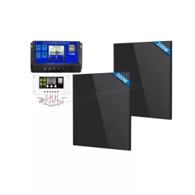   12V 400 Watt napelemes töltő szett töltésvezérlővel Solarfam MSZ-2X200W-S-Black-M0293-PWM MonoSolar