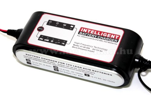 Intelligens automata akkumulátor töltő, csepptöltő és tápegység 12 V/8A Carstel 01.80.088