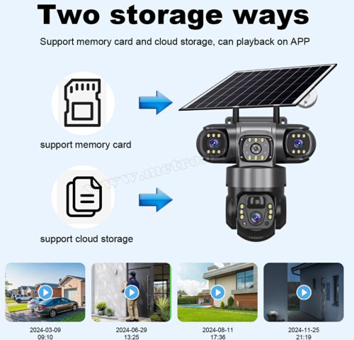 Napelemes 4G IP kamera, mobilnetes SIM kártyás kültéri biztonsági kamera MTS28-4G-EU-PTZ-SOLAR TRI-CAM V380PRO