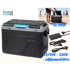   Autós kompresszoros Akkus Hűtőláda Fagyasztóláda 32L TSA6000 DC12/24V AC 230V + akku mód