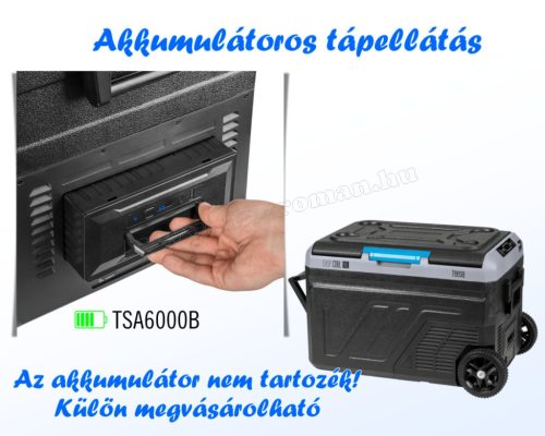 Autós kompresszoros Akkus Hűtőláda Fagyasztóláda 40L TSA6002BT DC12/24V AC 230V + akku mód