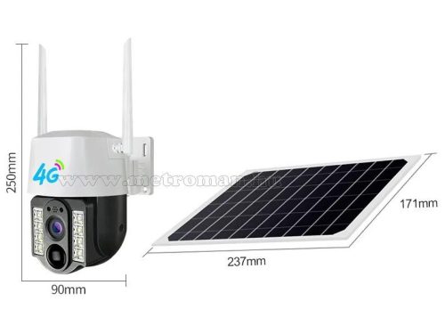 Napelemes 4G IP kamera, mobilnetes SIM kártyás kültéri biztonsági kamera MVC3-2MP-4G-PTZ-SOLAR V380PRO