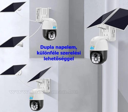 Napelemes 4G IP kamera, mobilnetes SIM kártyás kültéri biztonsági kamera MTVC8-2MP-4G-PTZ-SOLAR V380PRO