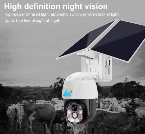 Napelemes 4G IP kamera, mobilnetes SIM kártyás kültéri biztonsági kamera MTVC8-2MP-4G-PTZ-SOLAR V380PRO
