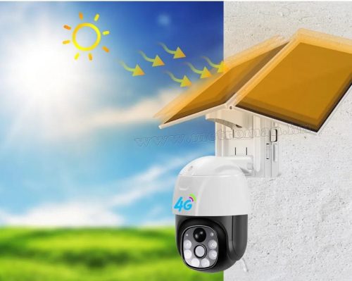 Napelemes 4G IP kamera, mobilnetes SIM kártyás kültéri biztonsági kamera MTVC8-2MP-4G-PTZ-SOLAR V380PRO