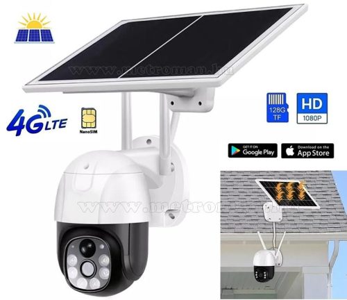 Napelemes 4G IP kamera, mobilnetes SIM kártyás kültéri biztonsági kamera MTVC9-2MP-4G-PTZ-SOLAR V380PRO