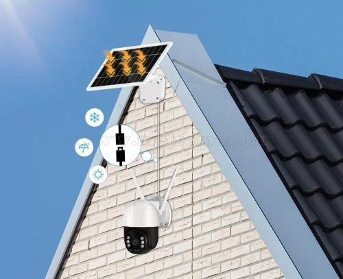 Napelemes 4G IP kamera, mobilnetes SIM kártyás kültéri biztonsági kamera MTVC9-2MP-4G-PTZ-SOLAR V380PRO