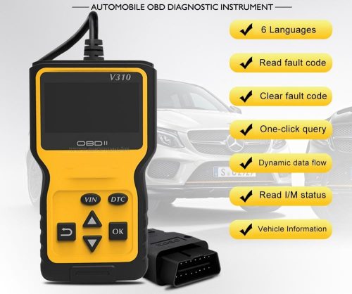 Kézi OBD2 autó diagnosztika műszer, hibakód olvasó V310