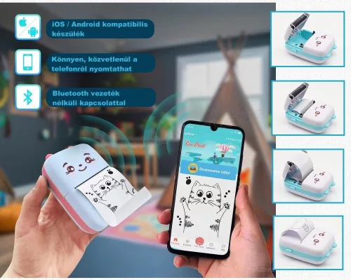 Miniprint hordozható mini nyomtató, Bluetooth nyomtató telefonhoz MW1C28BT