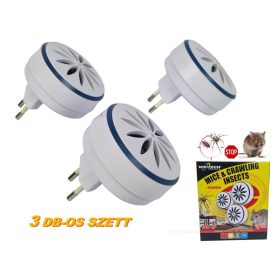   Elektromos ultrahangos egér, bolha, pók riasztó, 3 db-os szett, Weitech WK 3523